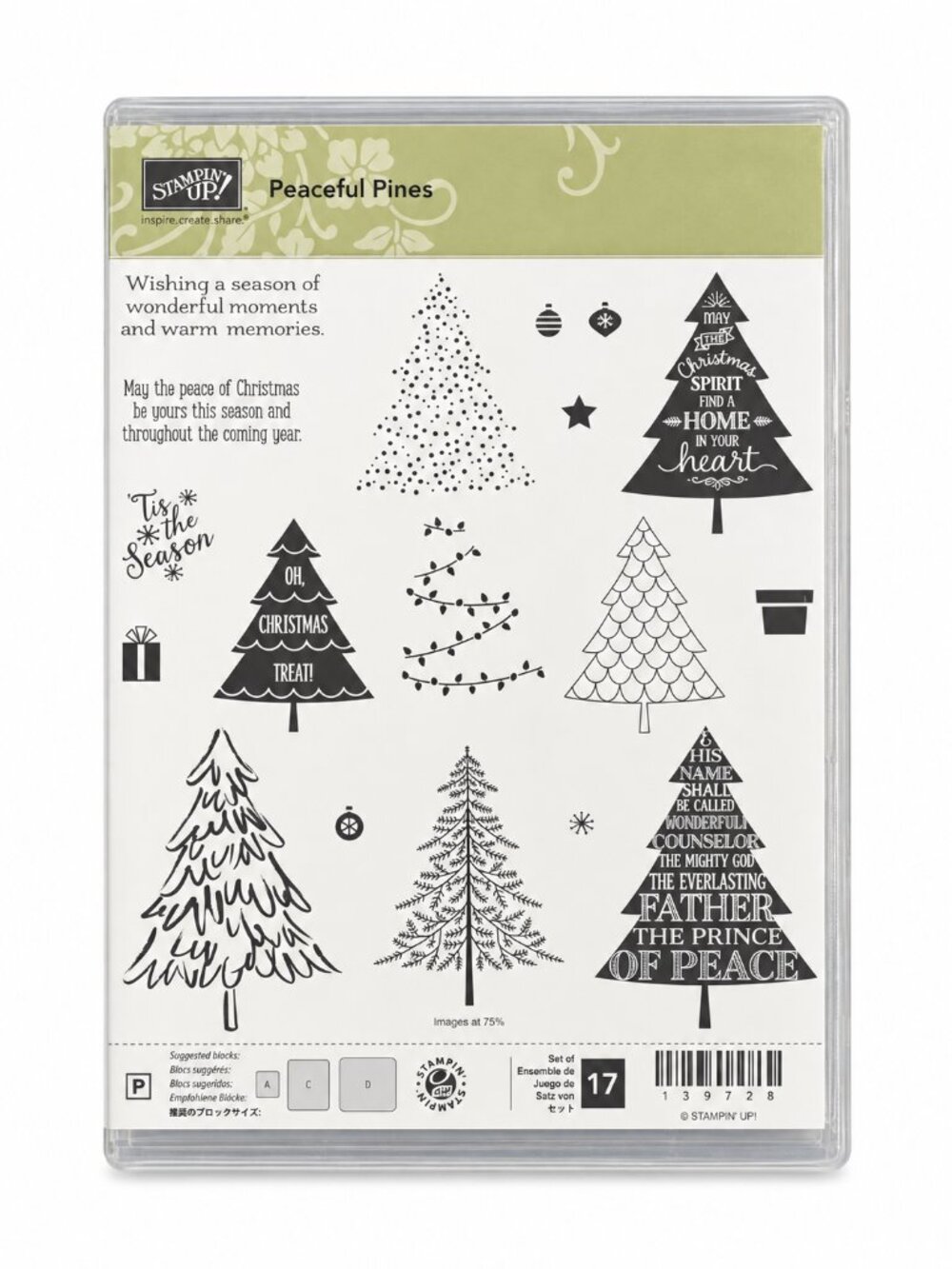 Stampin’ Up Peaceful Pines 139728 Photopolymer Christmas Stamp Set 17pc